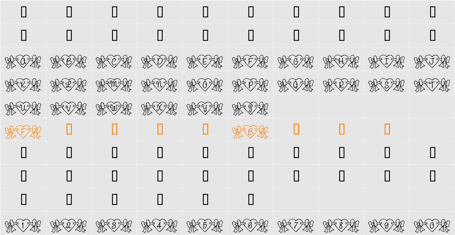 RMBowhrt Character Map