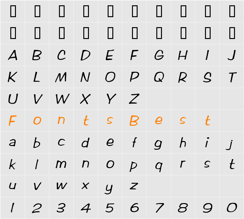 Marlo-Condensed Character Map