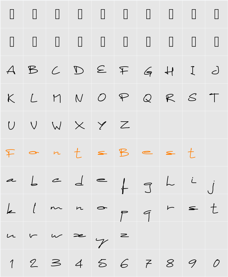 PWStretched Character Map