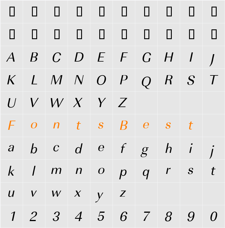 ImperialStd Character Map