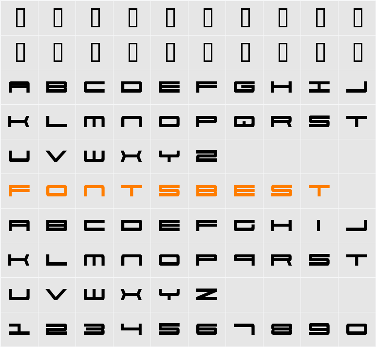 911 Porscha Bold Character Map