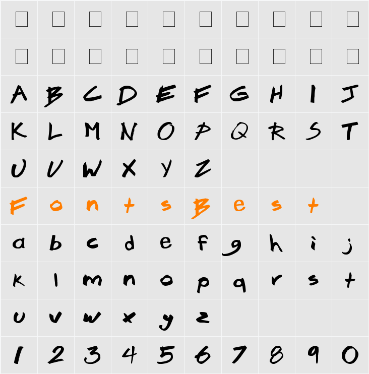Brook 23 Character Map