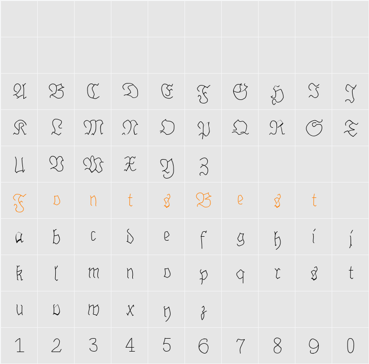 BrokenHandLight Character Map