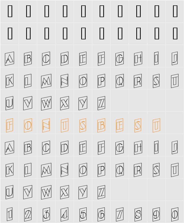 a_BentTitulCmUpOtlNr Character Map