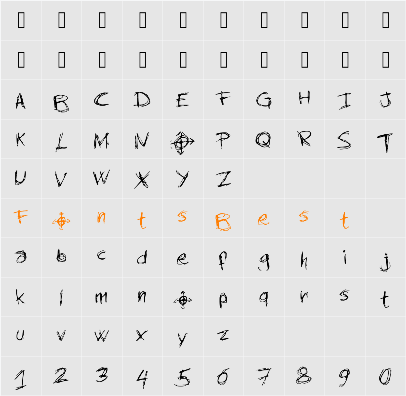 newSlendermanswriting Character Map
