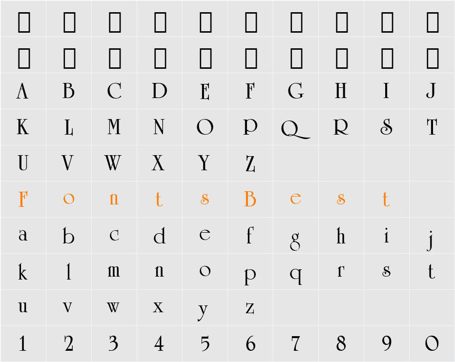 UnivrstyRoman Bd BT Character Map