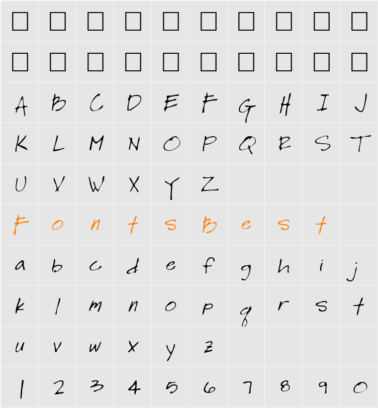 LeroysHand Character Map