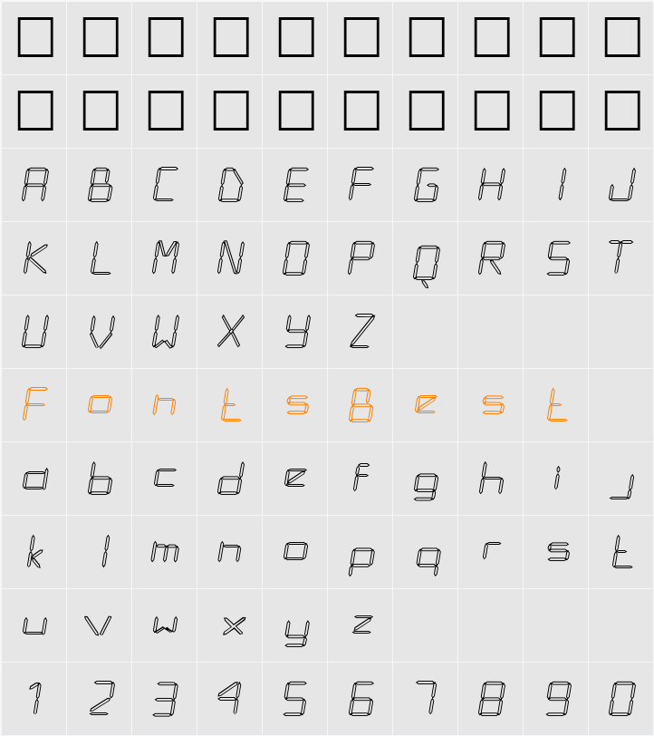 LED Display Character Map