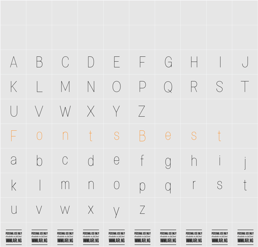 Specify PERSONAL Condensed Character Map