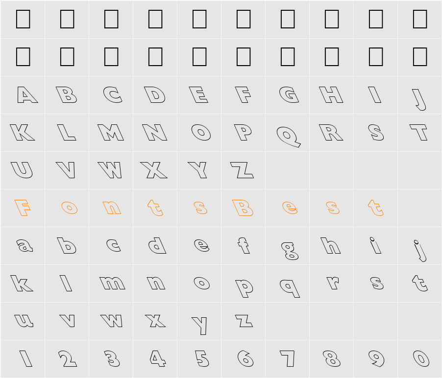 FZ BASIC 57 HOLLOW LEFTY Character Map