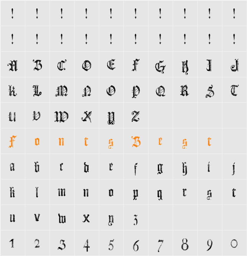 Dots Land Gotika Character Map