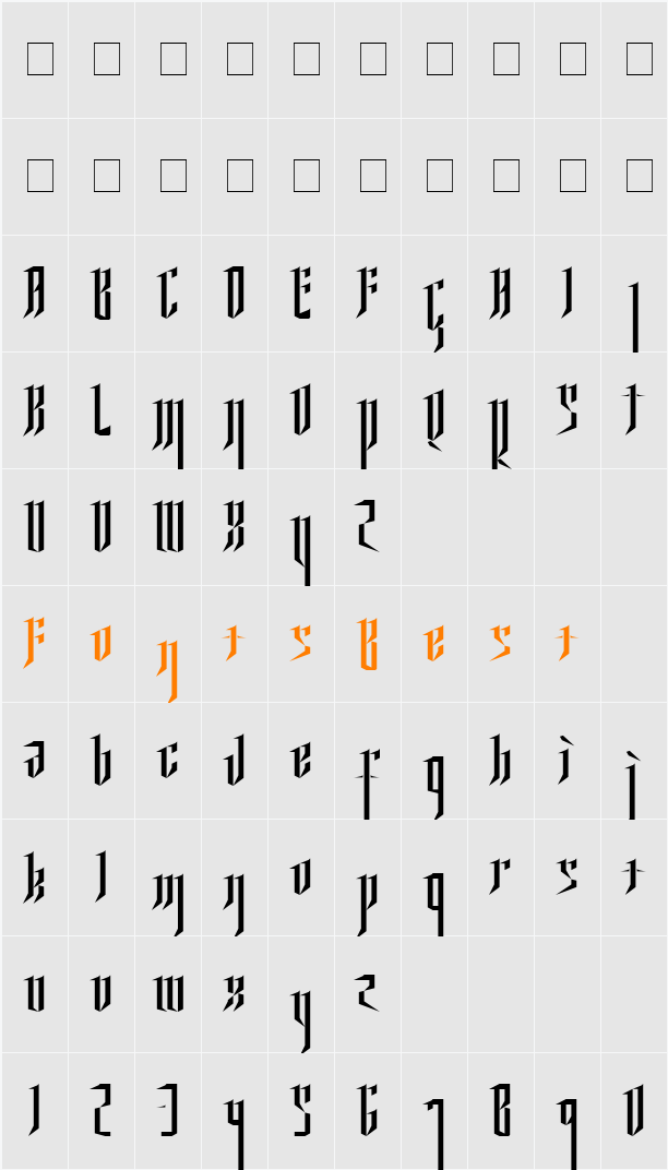 Ysgarth English Character Map