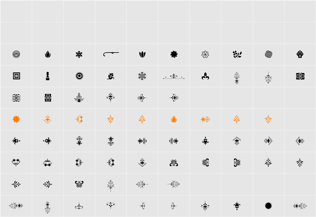 Soft Ornaments 21 Character Map