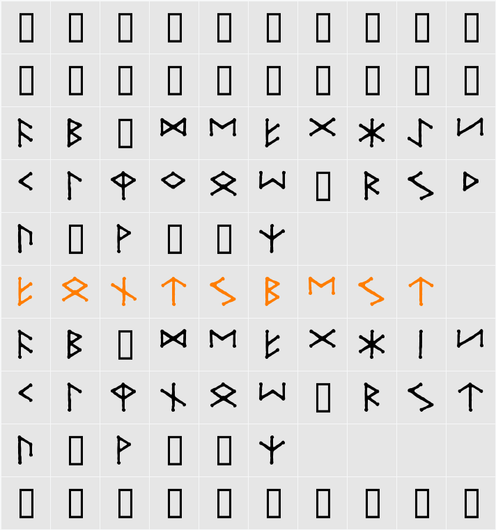 Ice-egg Futhark Runes Character Map