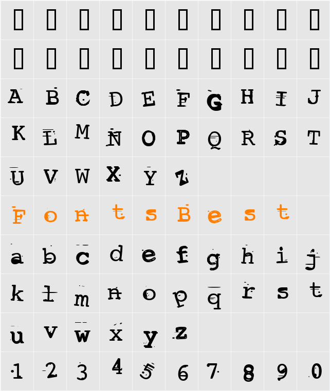 Screwed Up Typewriter Character Map