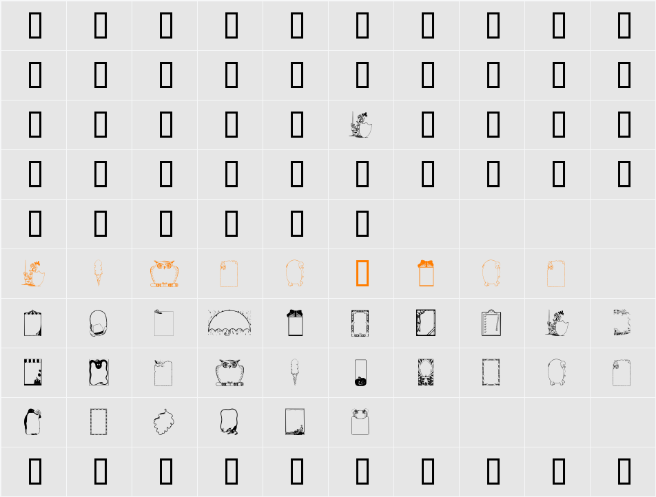 KiddyFrames Character Map