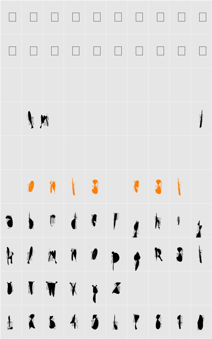 moskito screen Character Map