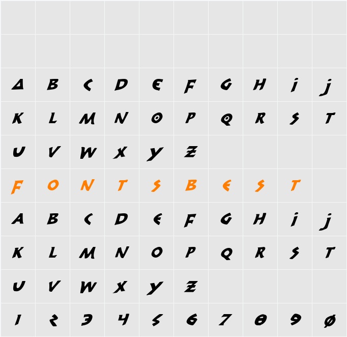 300 Trojans Italic Character Map