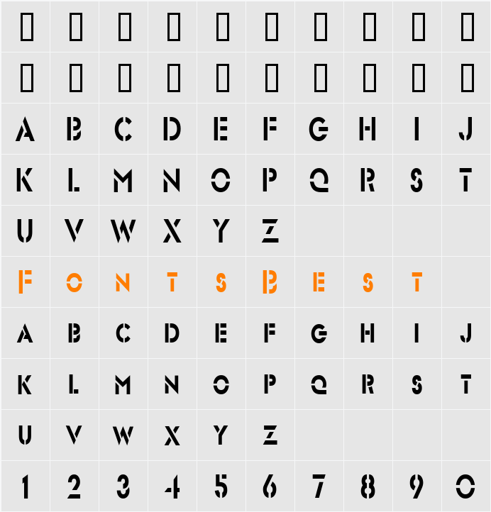 Stencil Sans-Condensed Character Map
