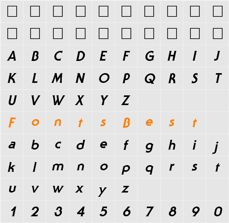 Staid Gothic ExtraBold Character Map