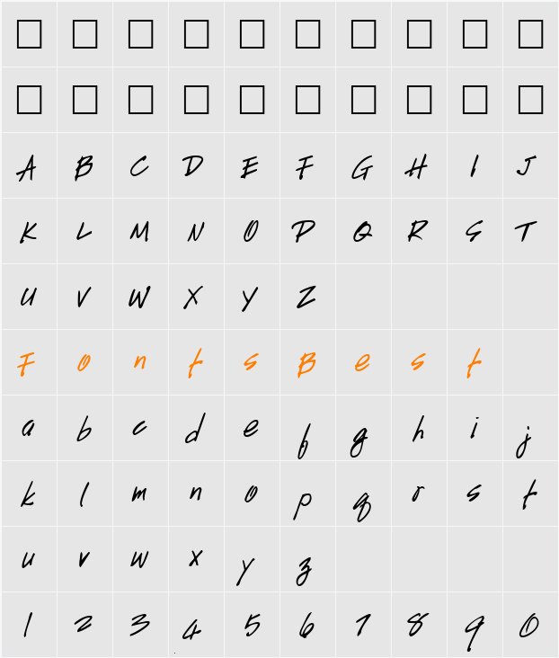 HandScript Character Map
