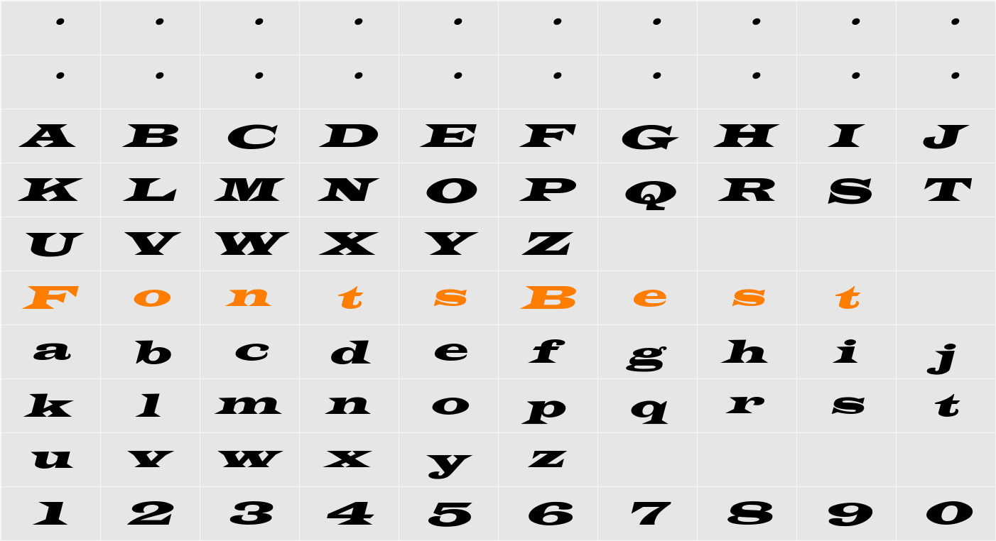 James-WideExtObl-Normal Character Map