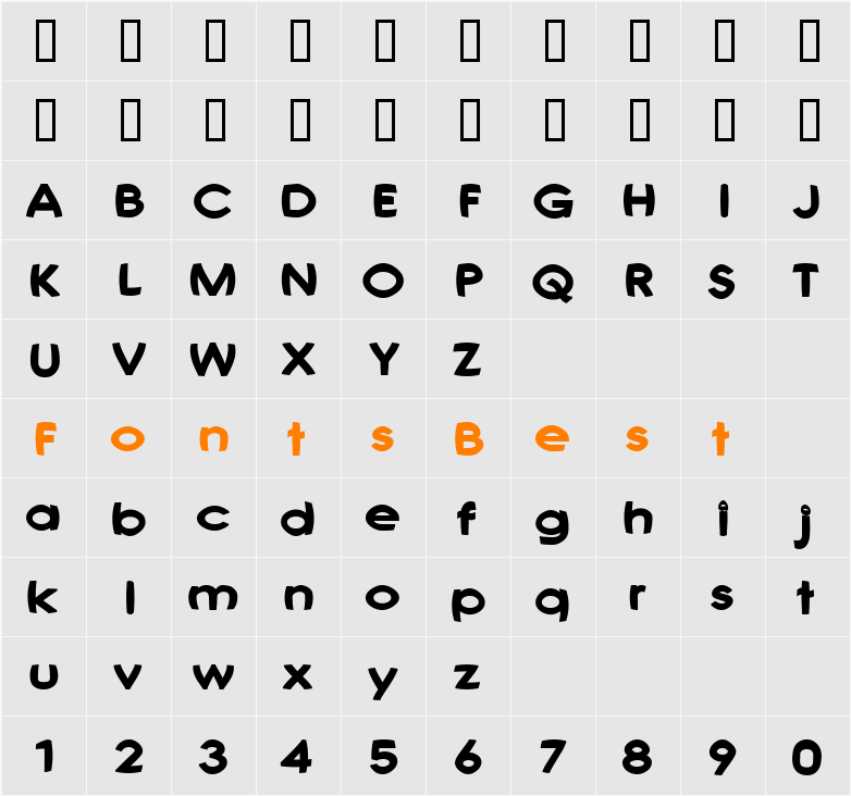 Joshs Font Character Map