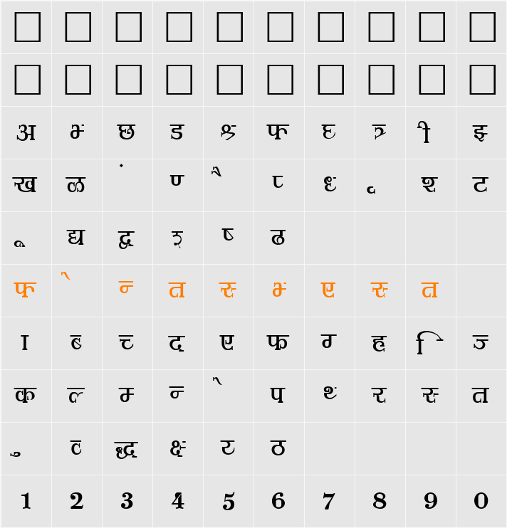 Shusha02 Character Map