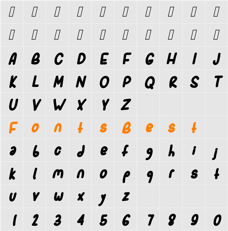 SporkBoldItalic Character Map