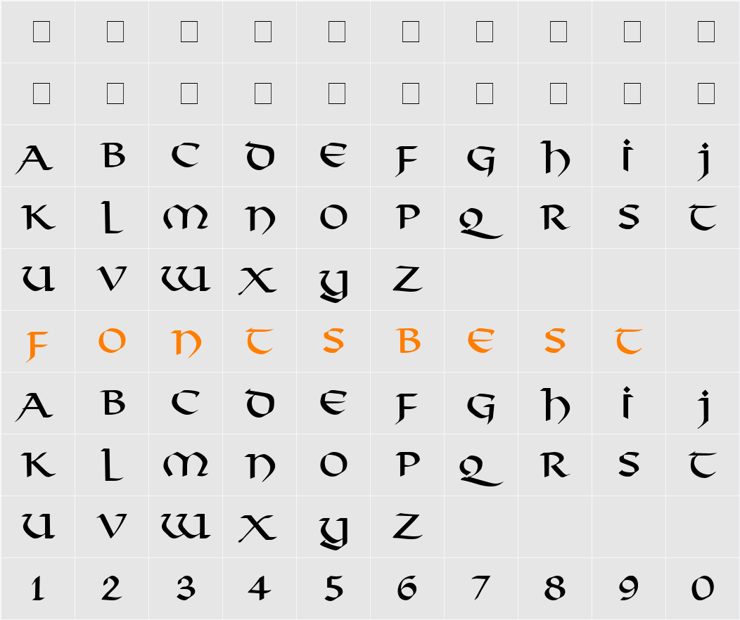 200-CAI978 Character Map