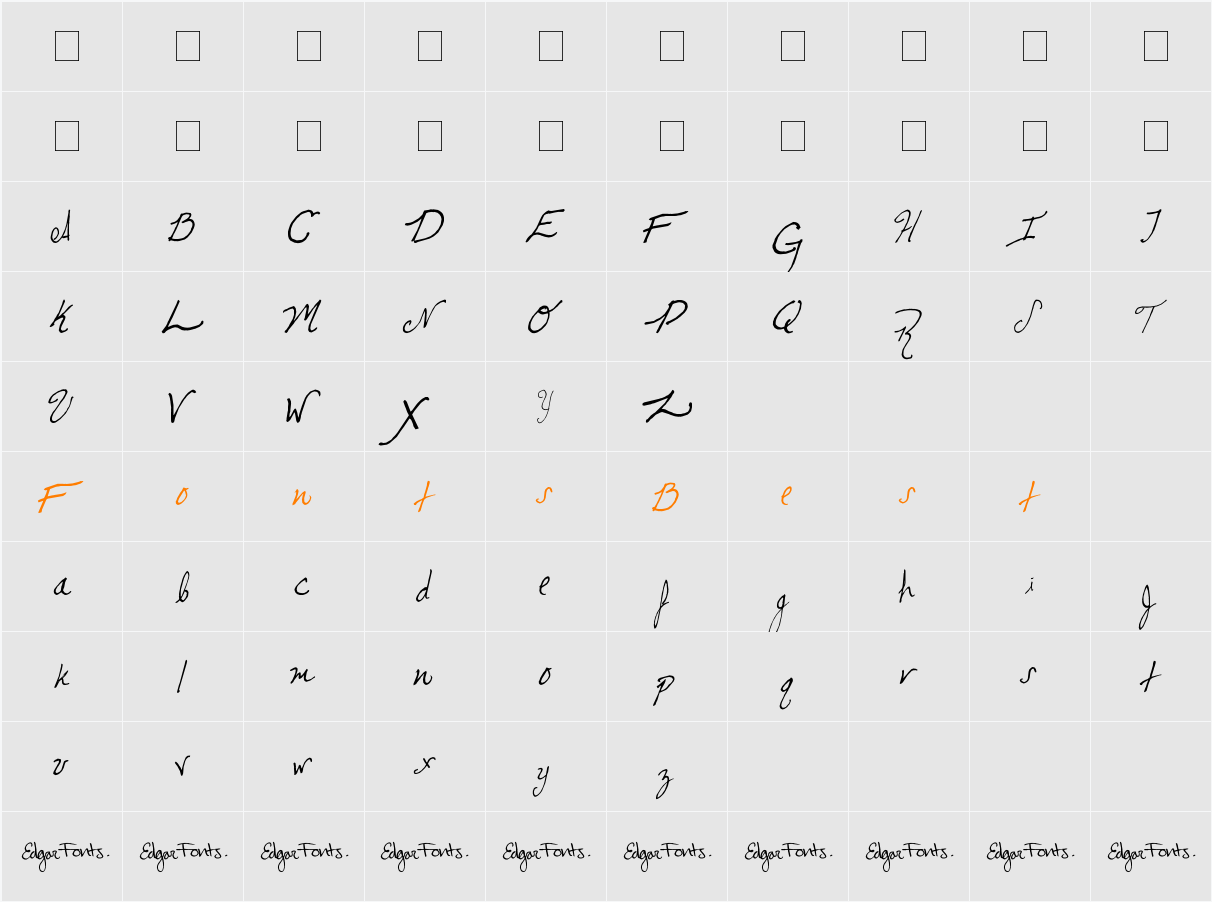 cursiveedgar Character Map