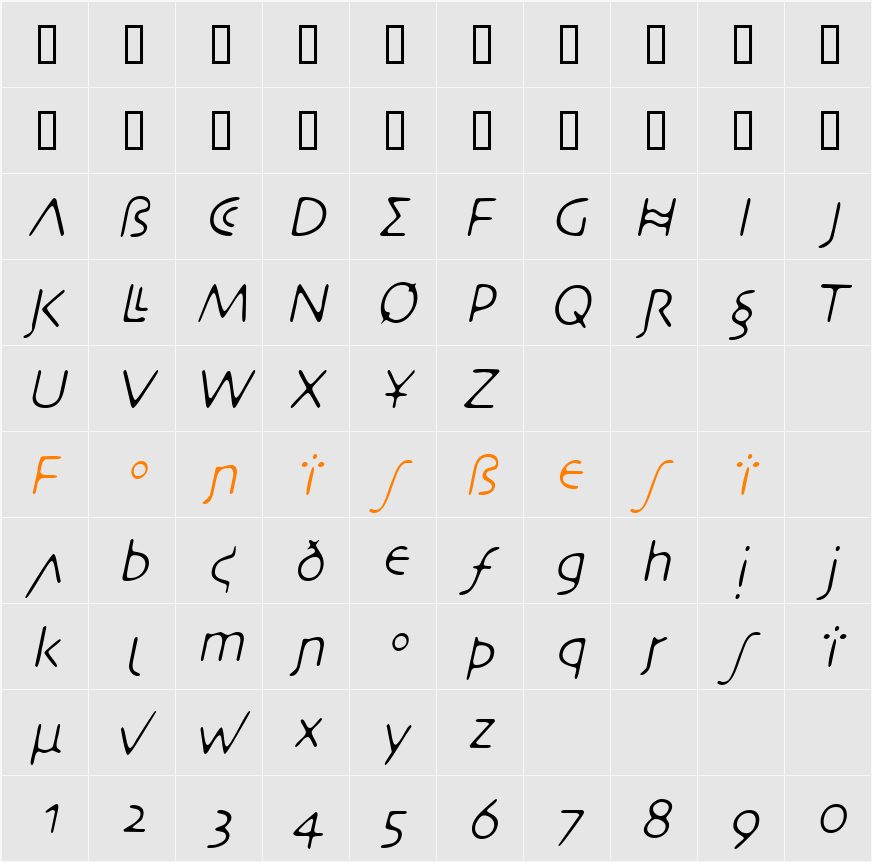 DesertCryptLight Character Map