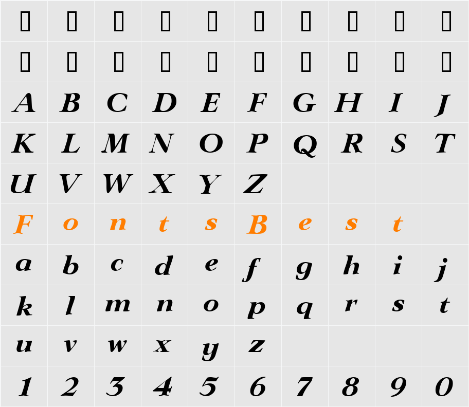 TeronoDisplaySSi Character Map