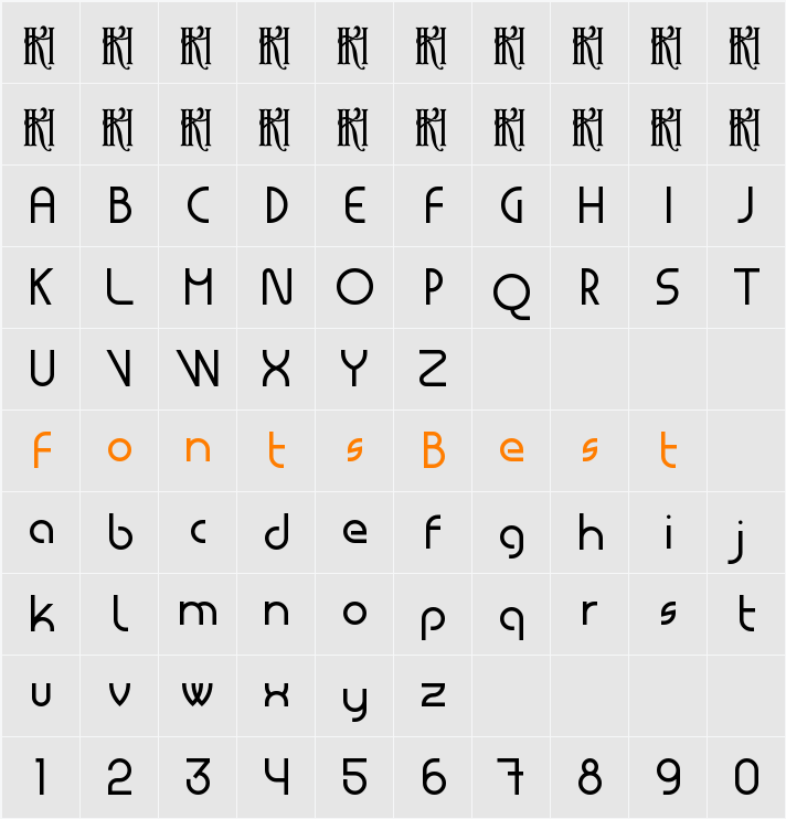 Masiode Character Map