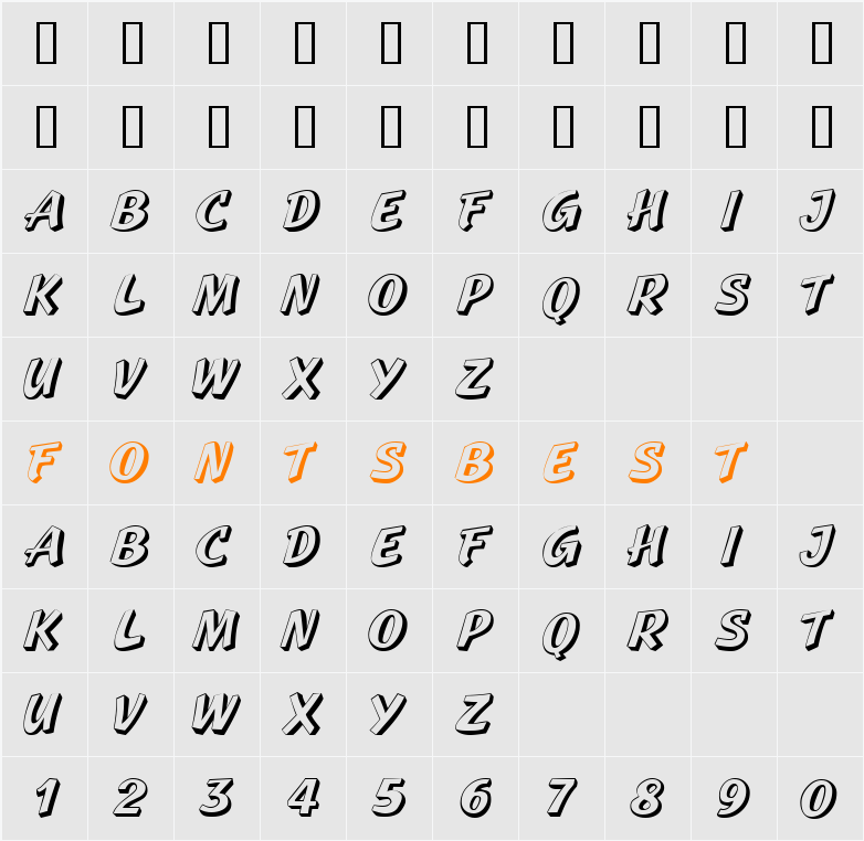 BoyaDisplayCapsSSi Character Map