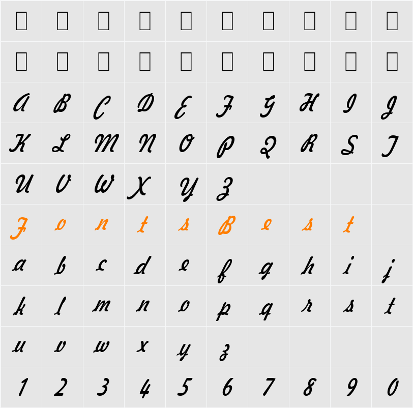 Jott Character Map