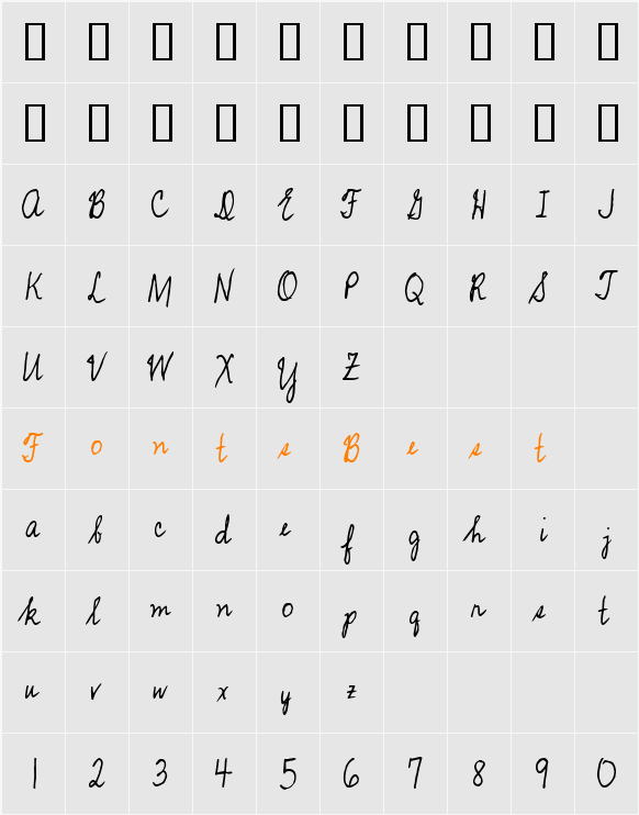 LD Script 4 Character Map