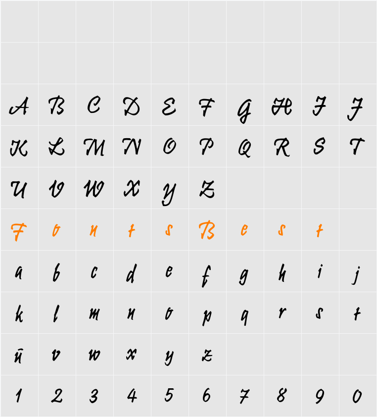 Krugmann Brush Character Map