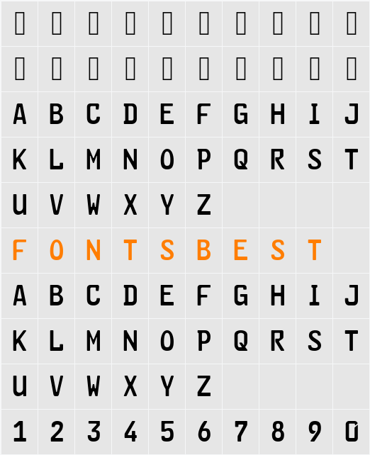 GL-Nummernschild-Mtl Character Map