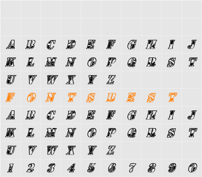 1st Cav Italic Character Map