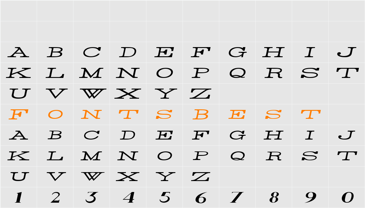 Rider Widest Character Map
