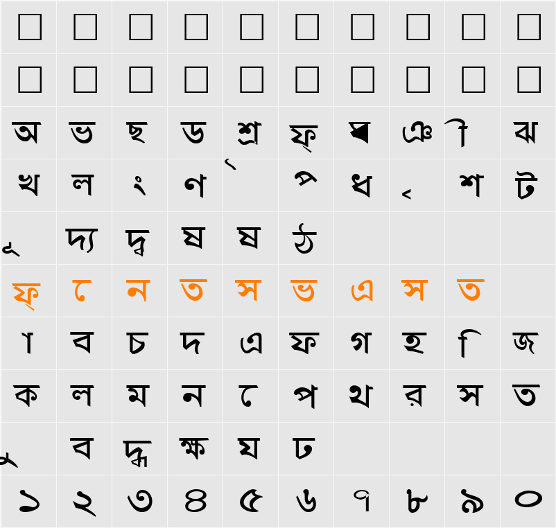 Shymal01 Character Map