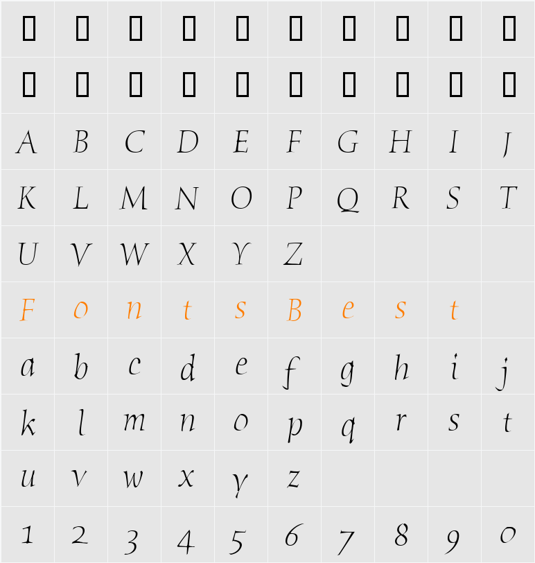 Humana Serif ITC TT Character Map