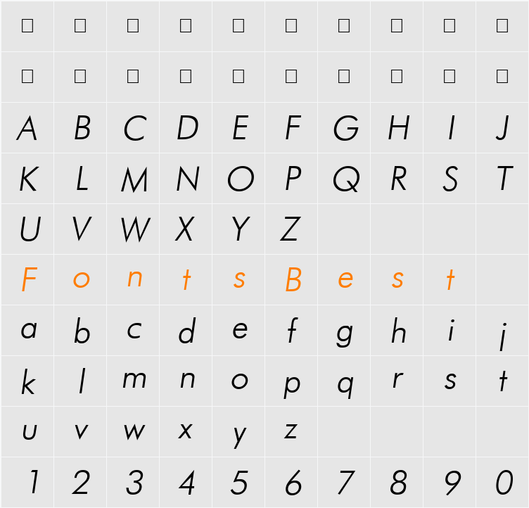 Futuri Light Character Map