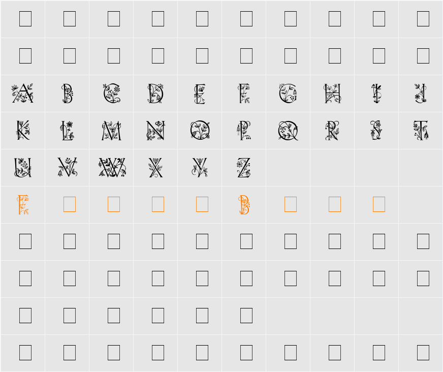 FLOWERED CAPS Character Map