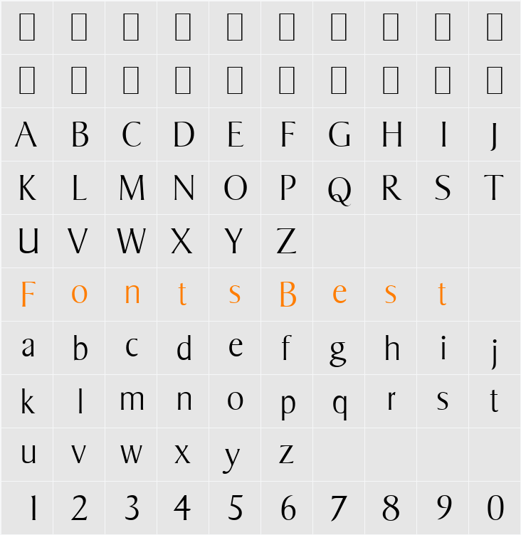 Sigvar-Serial-ExtraLight Character Map