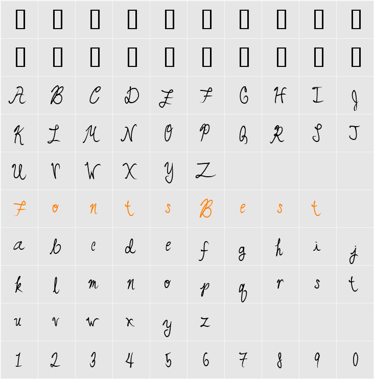 Nuajas Character Map