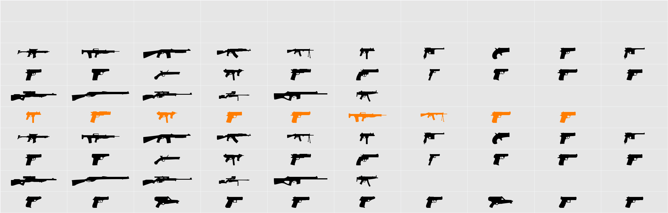 Guns Character Map