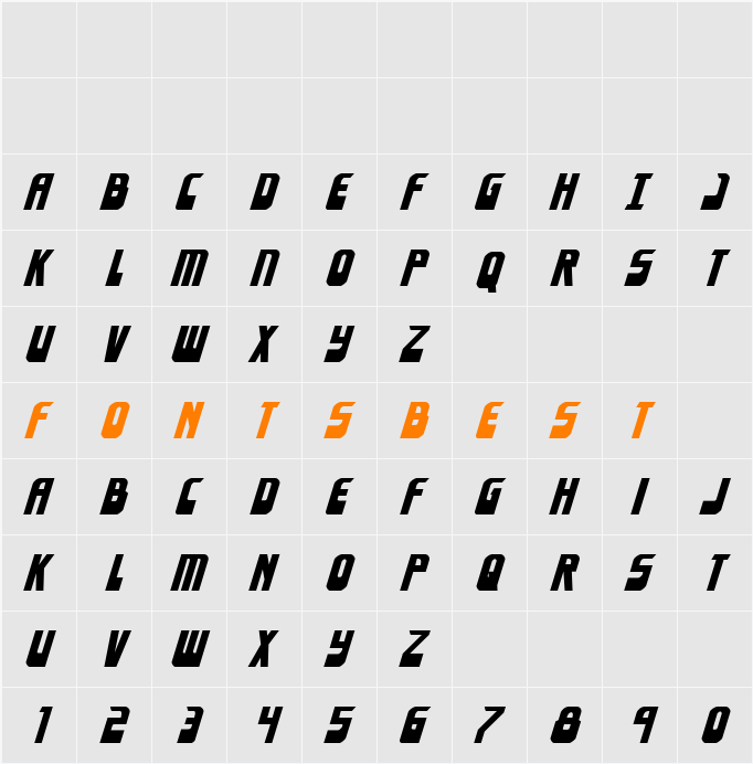 Eldebaran Italic Character Map