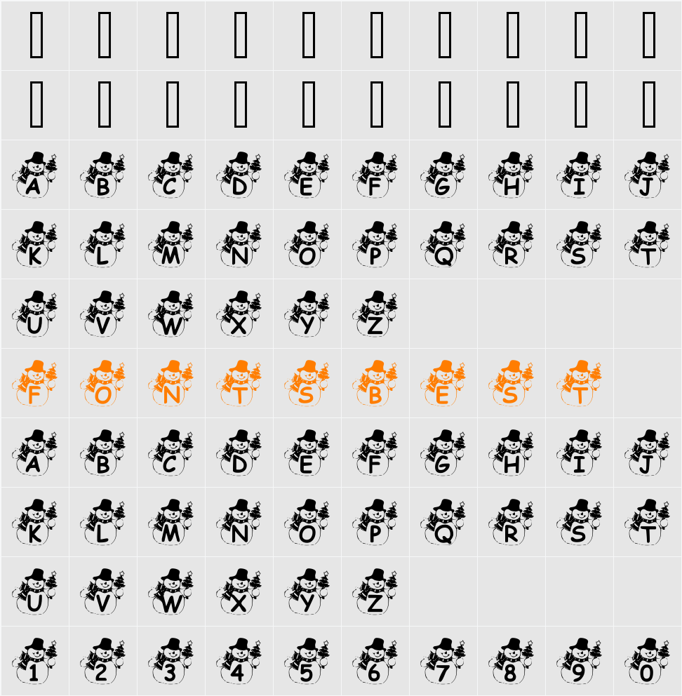 Summers Snowman Character Map